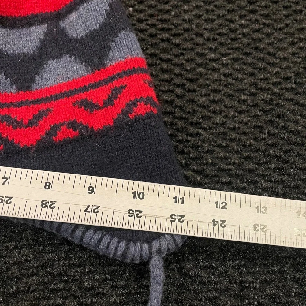 Patagonia Kids Winter Hat Earmuffs‎ Tassels Fair Isle Pattern Red Blue
